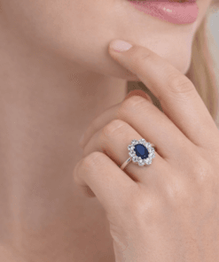 Safir Görünümlü Mavi Taşlı Zirkon Detaylı 925 Ayar Gümüş Takı Seti