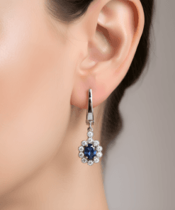 Safir Görünümlü Mavi Taşlı Zirkon Detaylı 925 Ayar Gümüş Takı Seti