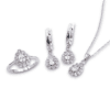 Damla kesim taşlı zirkon detaylı 925 ayar gümüş takı seti