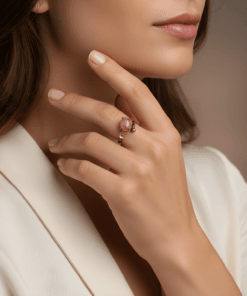 Star ruby yüzük parmakta duruş kadın yüzük model uzak çekim