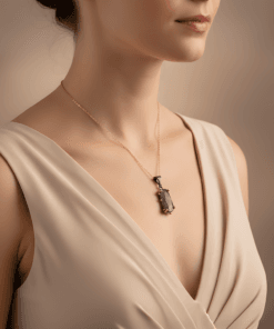 Kırmızı safir kolye yakın çekim model görünümü