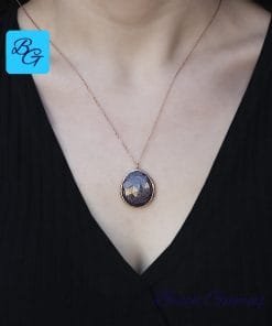 Rose Yuvarlak Doğal Yakut Taşlı Kolye