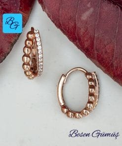 Zirkon Taşlı Rose Toplu Halka Küpe