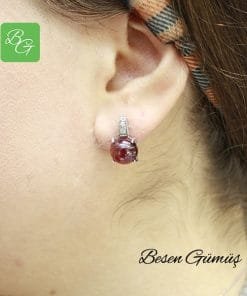 Kırmızı Bombeli Taşlı Set