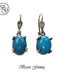 Özel Tasarım Doğal Firuze Taşlı Gümüş Set