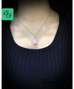 Rose Pembe Kuvars Taşlı Damla Kolye