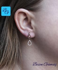 Zirkon Taşlı Sallantılı İkili Damla Küpe